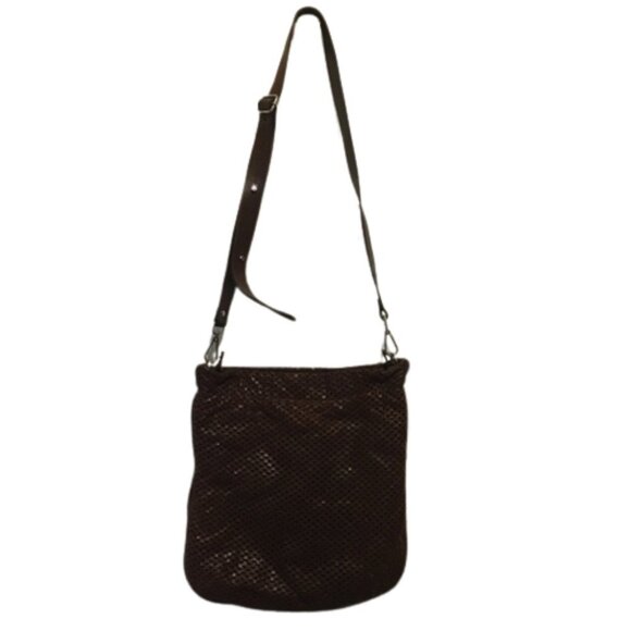 m0851 Handbags - M0851 Brown Perforated Leather Crossbody Bag